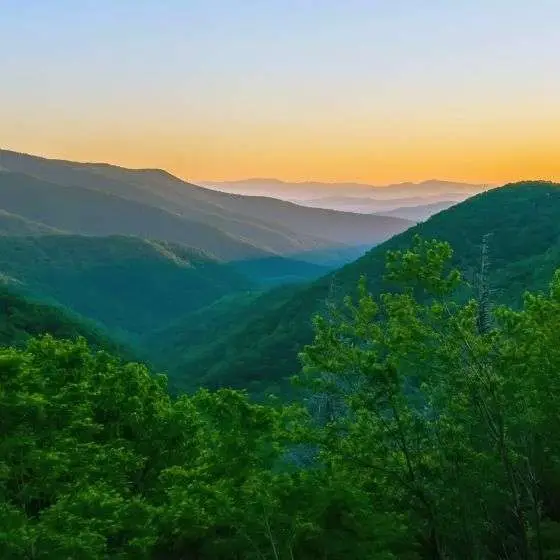 Image of sun setting over Appalachian Mountains